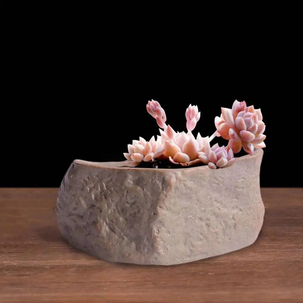 pots céramique succulentes aspect pierre naturelle moderne rustique drainage marron gris