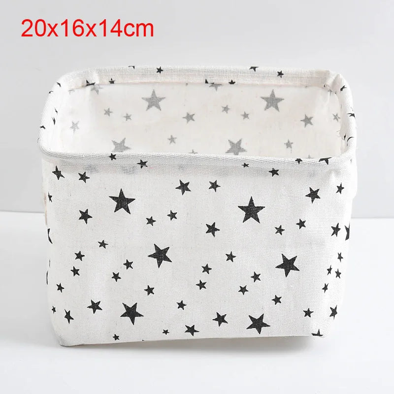 panier rangement pliant lin blanc noir rayures lettres poignées cuir moderne