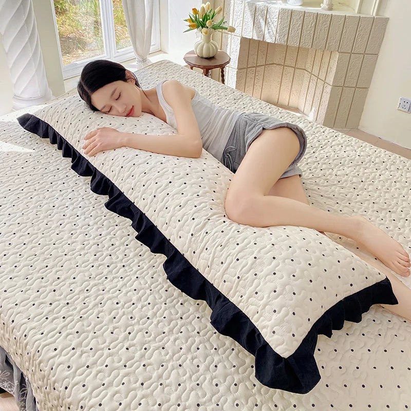 taies d'oreiller polyester non toxique motif points doux blanc housse lit couple usage domestique