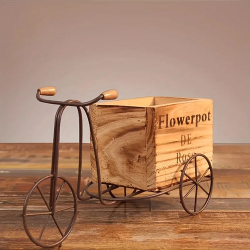 support plante vélo bois métal vintage pot fleur décoration maison
