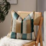 housse coussin carré beige points dorés jacquard passepoil contemporain non toxique environnement polyester