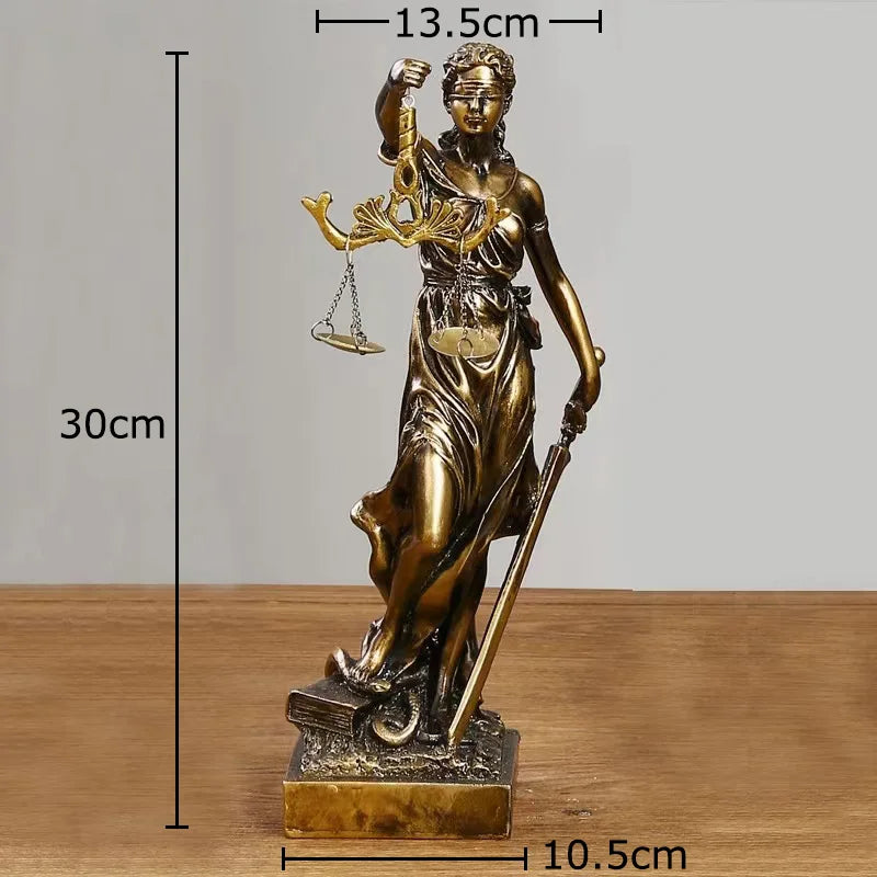 statue justice résine bronze doré décoration classique balance épée livre moderne chambre