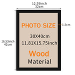 cadre photo moderne noir blanc bois transparent 21x30cm 30x40cm verre inclusion photo