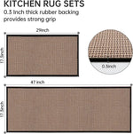 tapis solide marron clair noir tissé géométrique moderne antidérapant lavable cuisine intérieur