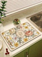 tapis cuisine absorbant motif floral fleurs rectangle décoratif évier plan travail