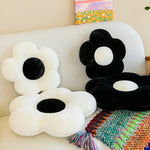 coussin fleurs stylisées blanc noir velours moderne coton polyester siège décoration maison anti décubitus