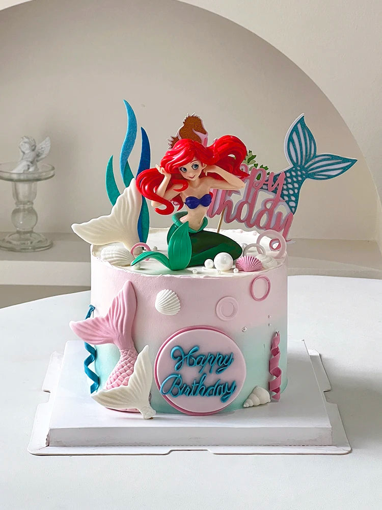décoration gâteau sirène coquillage lettre happy birthday anniversaire fille fête enfants valentin diplômes résine