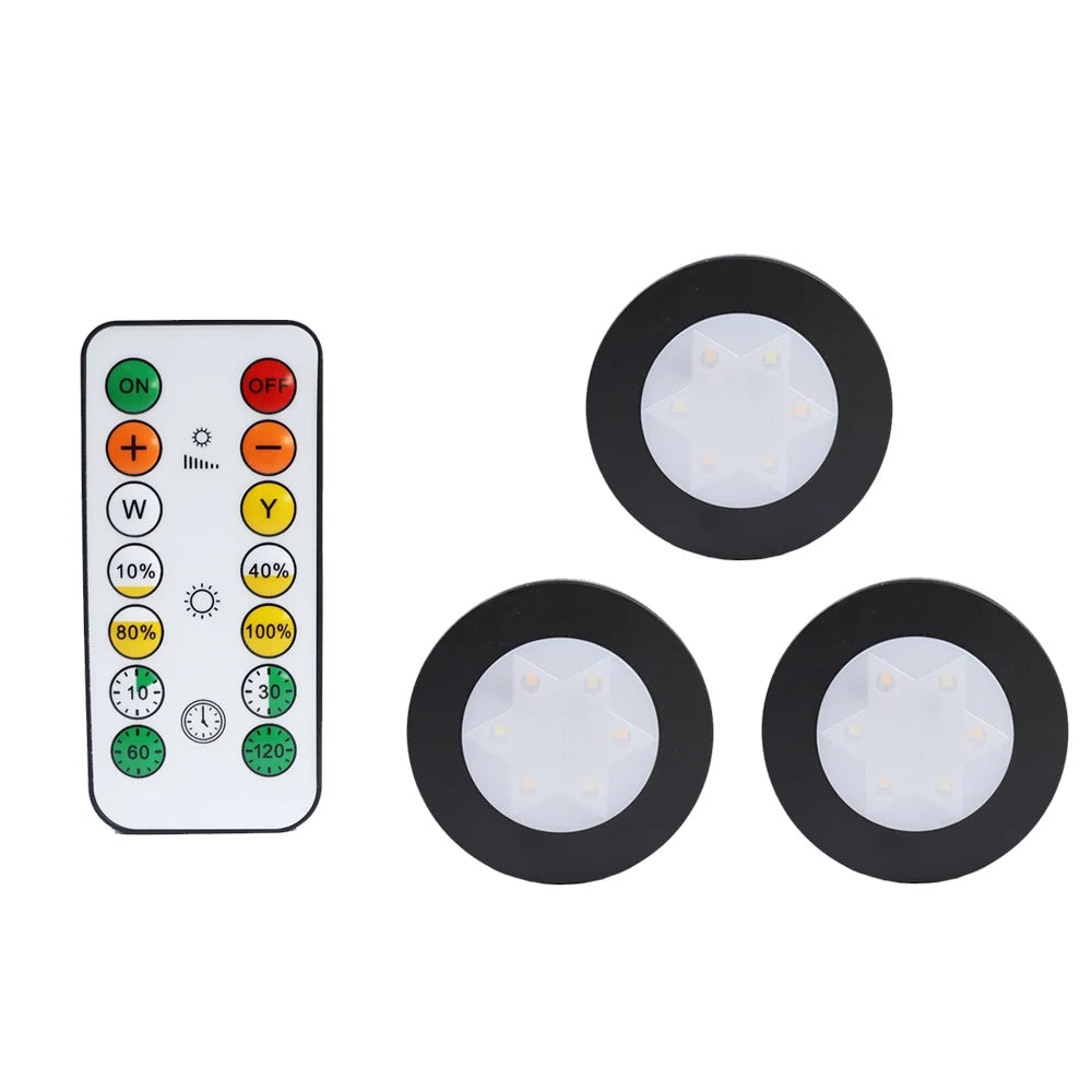 lampe led ronde noir blanche télécommande éclairage nuit chambre placard rechargeable batterie sèche moderne