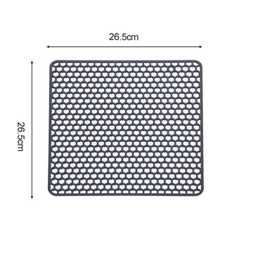 tapis évier cuisine silicone gris protecteur fond évier inox drainant résistant chaleur moderne rectangle