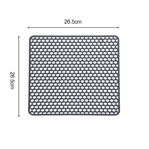 tapis évier cuisine silicone gris protecteur fond évier inox drainant résistant chaleur moderne rectangle