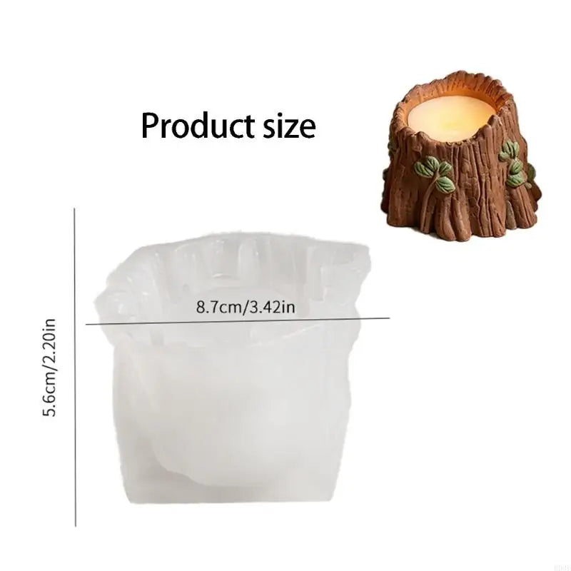 moule silicone bougie forme tronc arbre bougie marron feuilles verte écorce texture rustique nature
