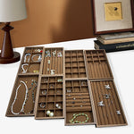 boîte bijoux bois marron moderne rangement colliers bagues boucles d'oreilles pendentifs 21cm 12.3cm 2.5cm