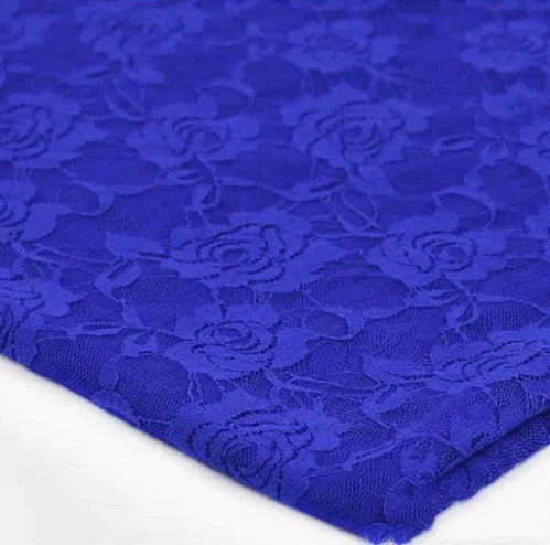 tissu dentelle élastique fleurs roses spandex nylon largeur 150cm opaque traditionnel écologique