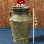 vase chinois céramique rayures ethniques fleurs artificielles vert bleu marron gris salon decoration