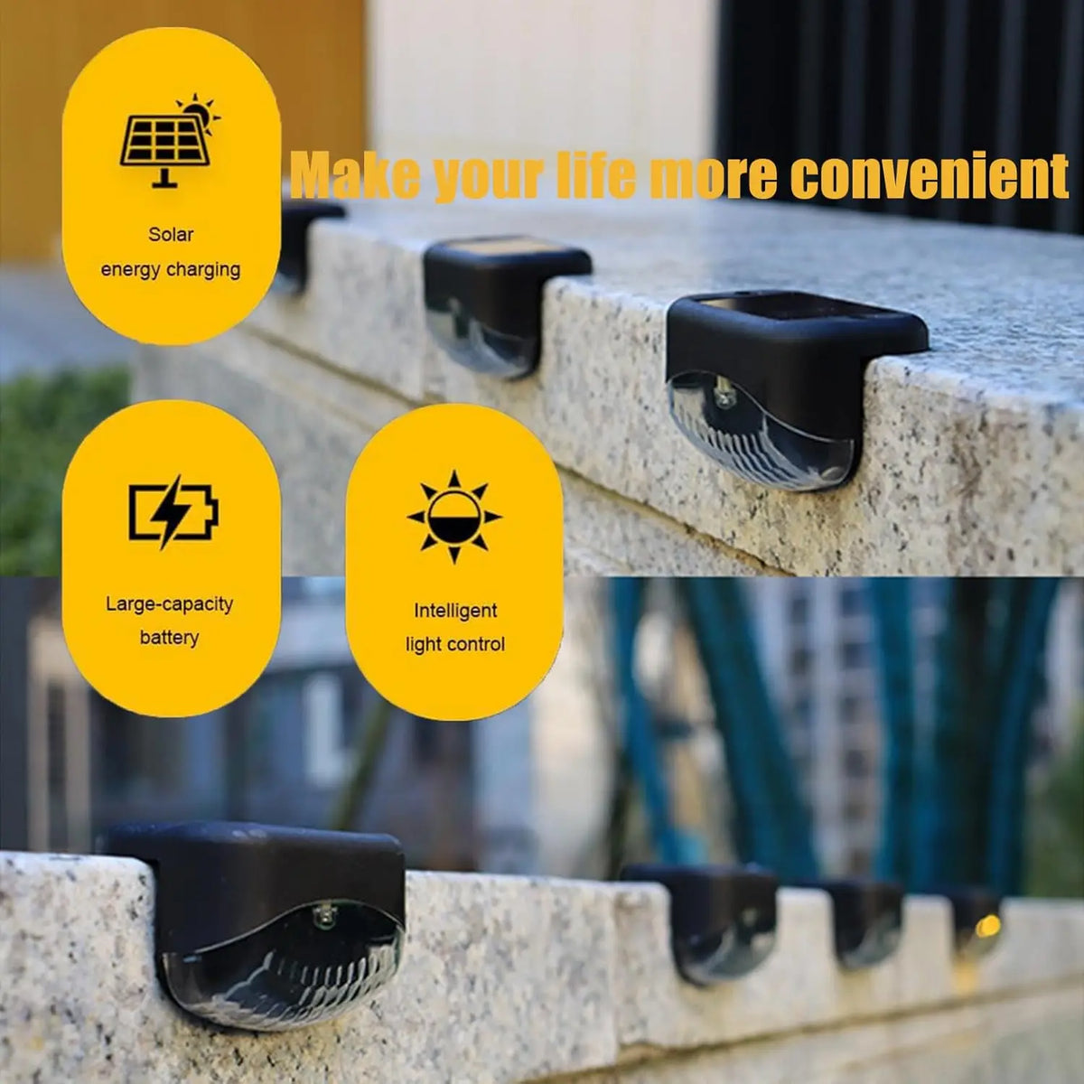 lumière solaire noire encastrée led autoadhésive extérieure jardin allée moderne