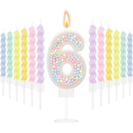 bougies anniversaire numérotées colorées spirales métalliques sucrées décoratives violet rose vert jaune blanc