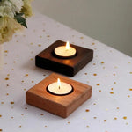 supports bougies chauffe plat bois brun rustique minimaliste décoration maison fête ornement table