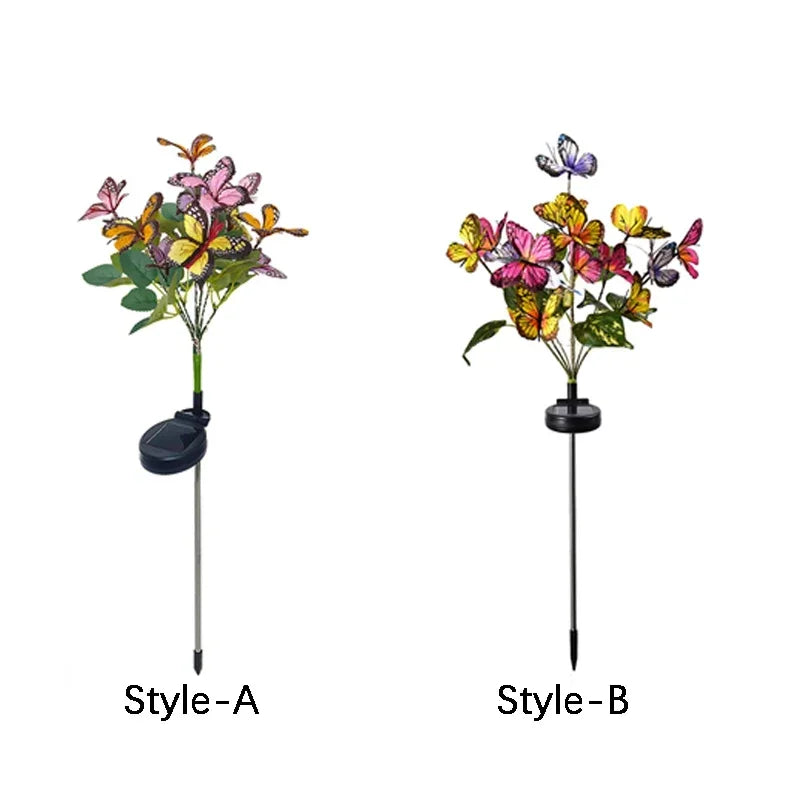 lampe solaire papillons fleurs bleu orange violet vert extérieure décoration noël jardin lumière