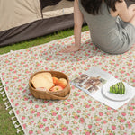 serviette plage vintage fleurs roses jaunes fond beige adaptable plage camping randonnée