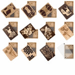 porte cartes bois floral motifs animaux clips minimaliste
