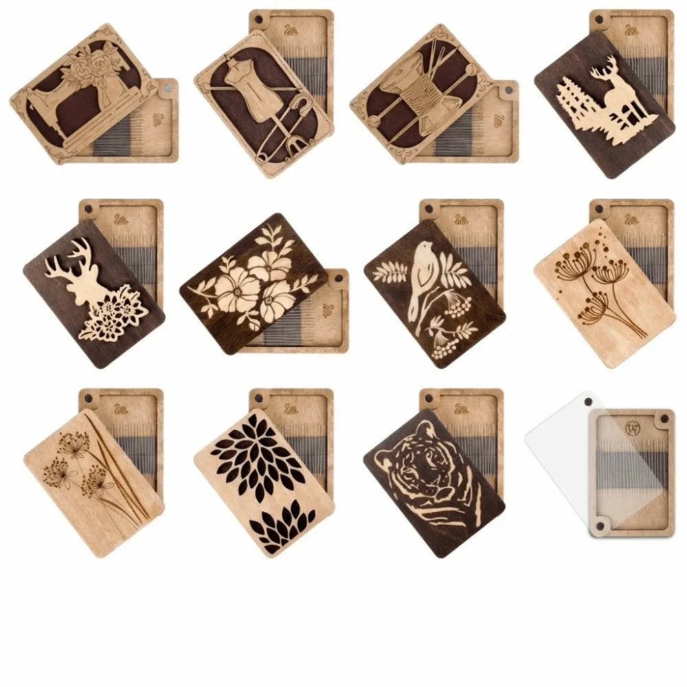 porte cartes bois floral motifs animaux clips minimaliste