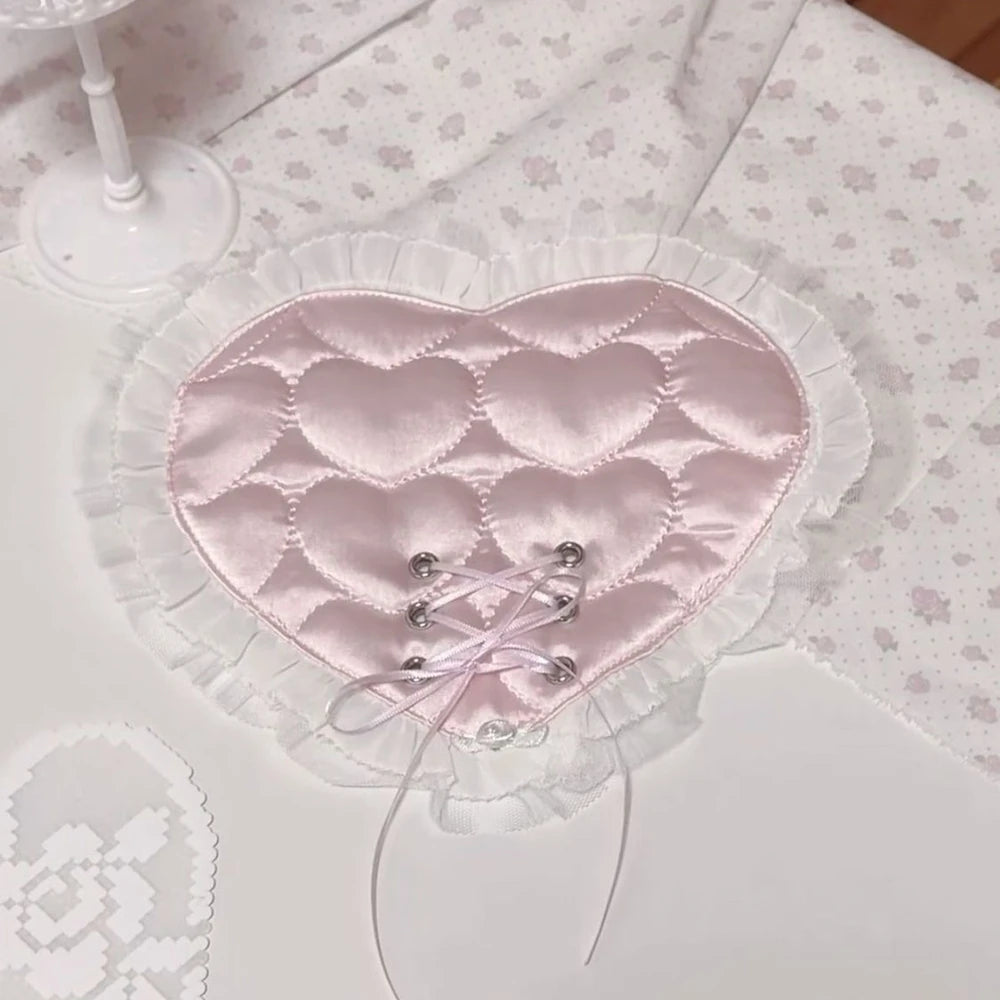 dessous verre forme cœur franges étoiles rose blanc doux romantique