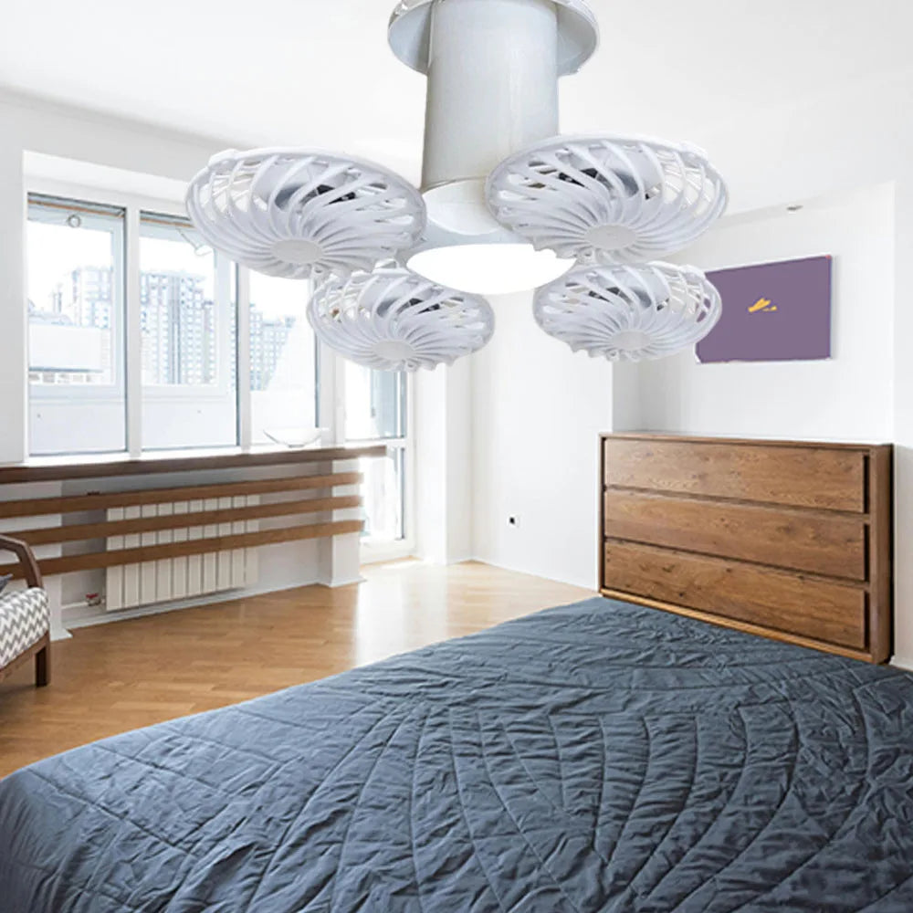 lampe ventilateur pliable blanc moderne grille télécommande flux lumineux faible économie énergie silencieux