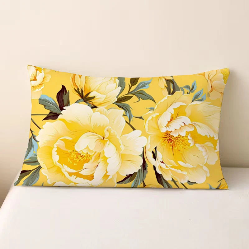 taies d'oreiller imprimées motifs floraux noel decoration intérieure coussins texturés festive Jaune Blanc Rouges