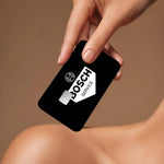 étui carte bancaire adhésif waterproof moderne logo bosch blanc fond noir points cartes crédit