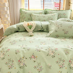 Housse de couette verte à motif floral vintage