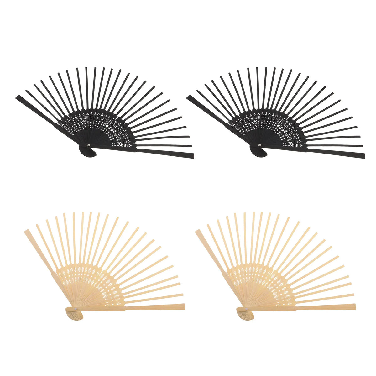 ventilateurs pliants bois diy noir beige classique ajourés clips métalliques crafting mariage fournitures