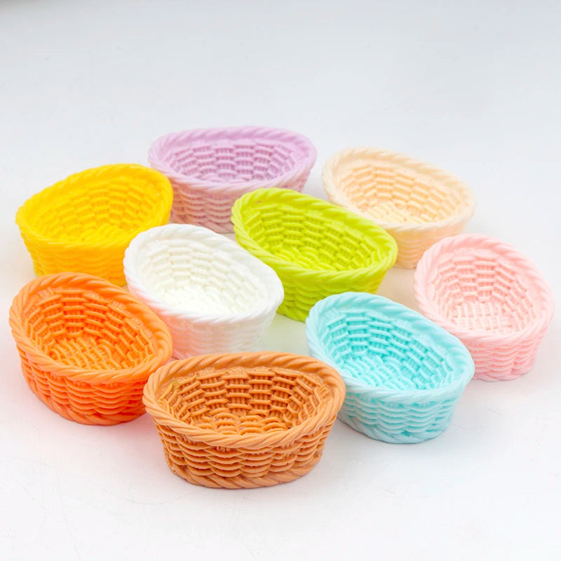 paniers tissage orange rose vert blanc jaune bleu traditionnels set craft déco