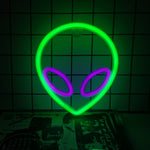 lampe néon vert violet alien moderne crochet usb batterie chambre entrée étude salle bain