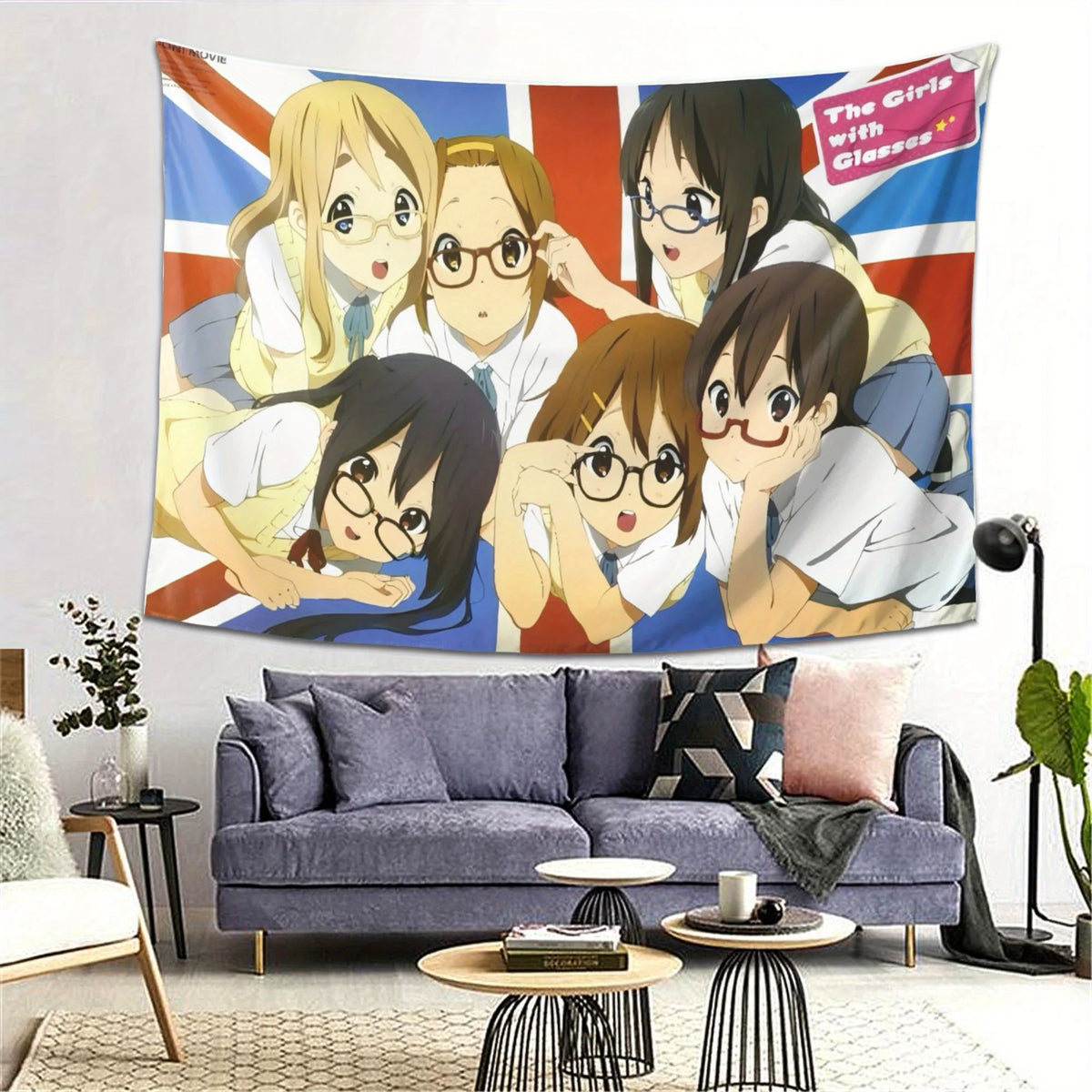 tapisserie murale anime personnages drapeau clips lavable couleur bleue blanche verte rouge jaune
