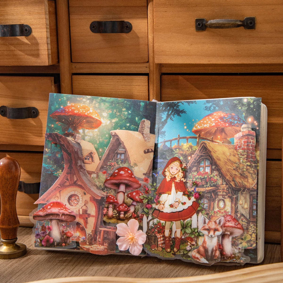autocollants décoration cartes postales motifs féeriques paysages personnages scrapbooking bricolage opaques