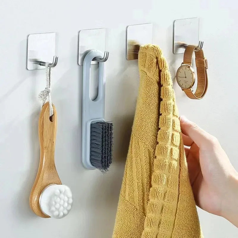 crochet mural adhésif argenté moderne support rangement salle bain cuisine robuste inoxydable