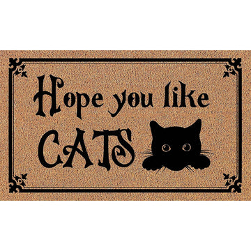 tapis d'entrée caoutchouc antidérapant résistant antibactéries moderne hope you like cats marron noirextérieurintérieur