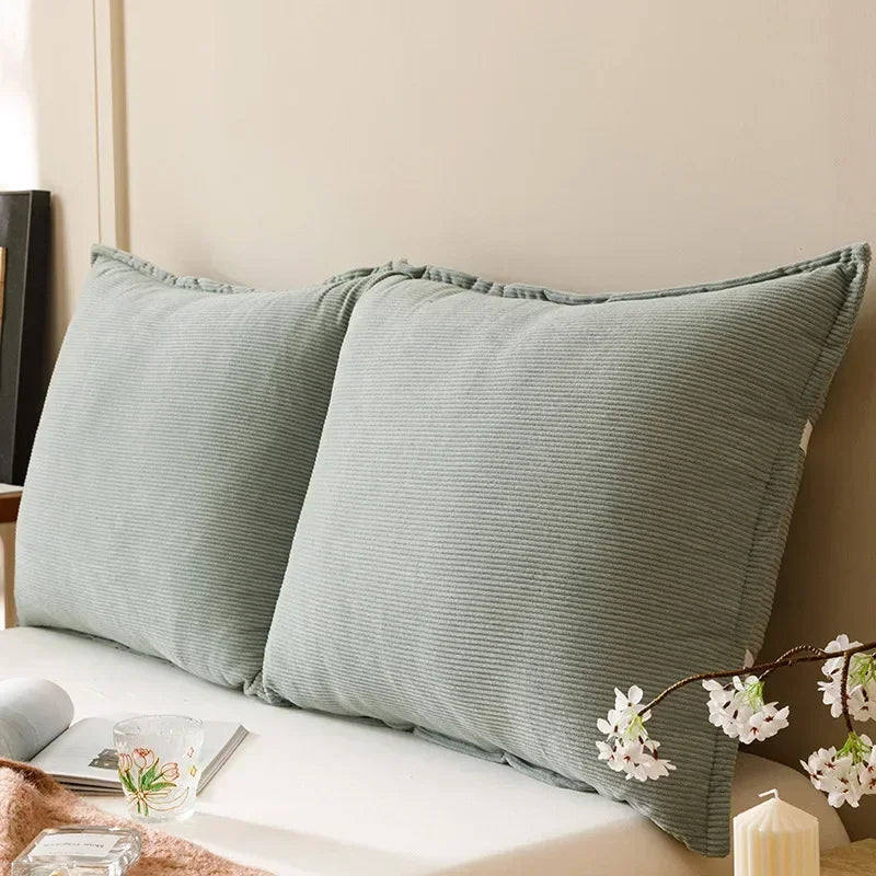 coussin dossier long velours côtelé rayé lit canapé moderne beige