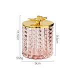 bougie élégante verre transparent perlée dorée papillon vert rose