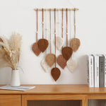 décoration murale boho feuilles macramé vert rose gris naturelle eyelets chambre salon