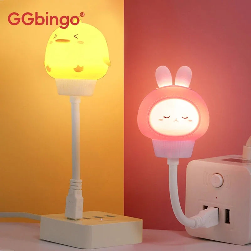 veilleuse animaux mignons moderne lampe chevet usb led ours canard chaton
