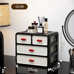 boîte maquillage moderne boîtes rangement noires blanches rouges poignées motifs géométriques