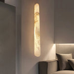 lampe murale moderne marbre blanc beige ovale 20cm led 90260v