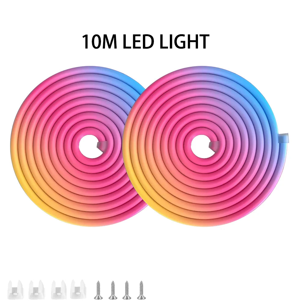 bande lumineuse led rgbic néon 10m contrôleur zigbee télécommande moderne