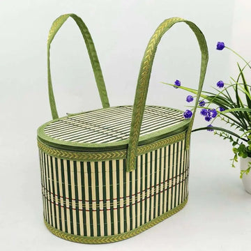 panier repas isotherme pliant bambou vert anses rustique panier tressé multiple utilisation camping collations