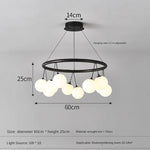 Suspension lumineuse moderne boules translucides cercle noir led blanc noir