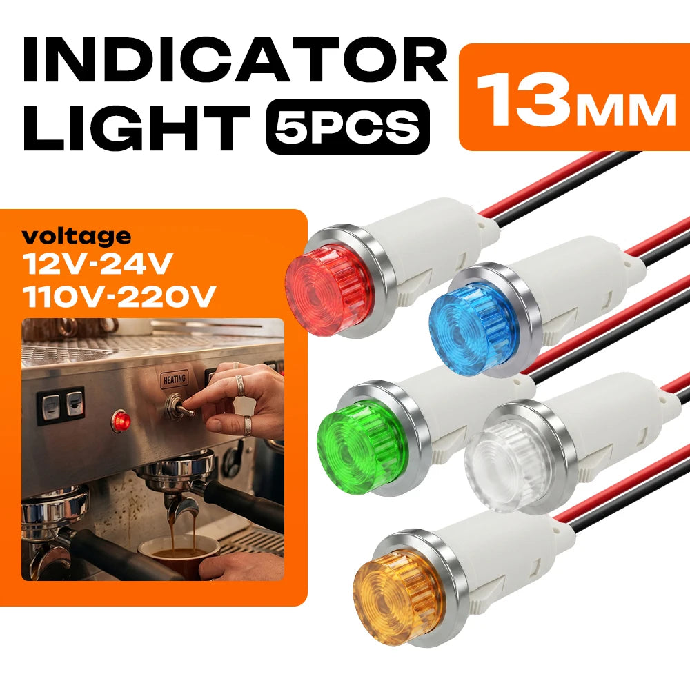 ampoules indicatrices led rouge vert jaune bleu blanc 12v 24v câbles pré serrés