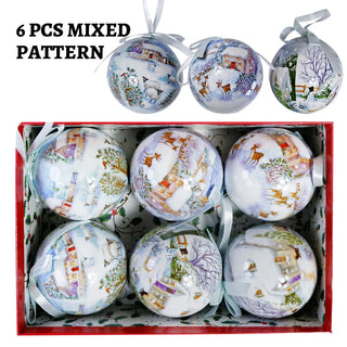 Lot de 6 boules de Noël décoratives avec plumes - Décoration d'arbre de Noël 2026