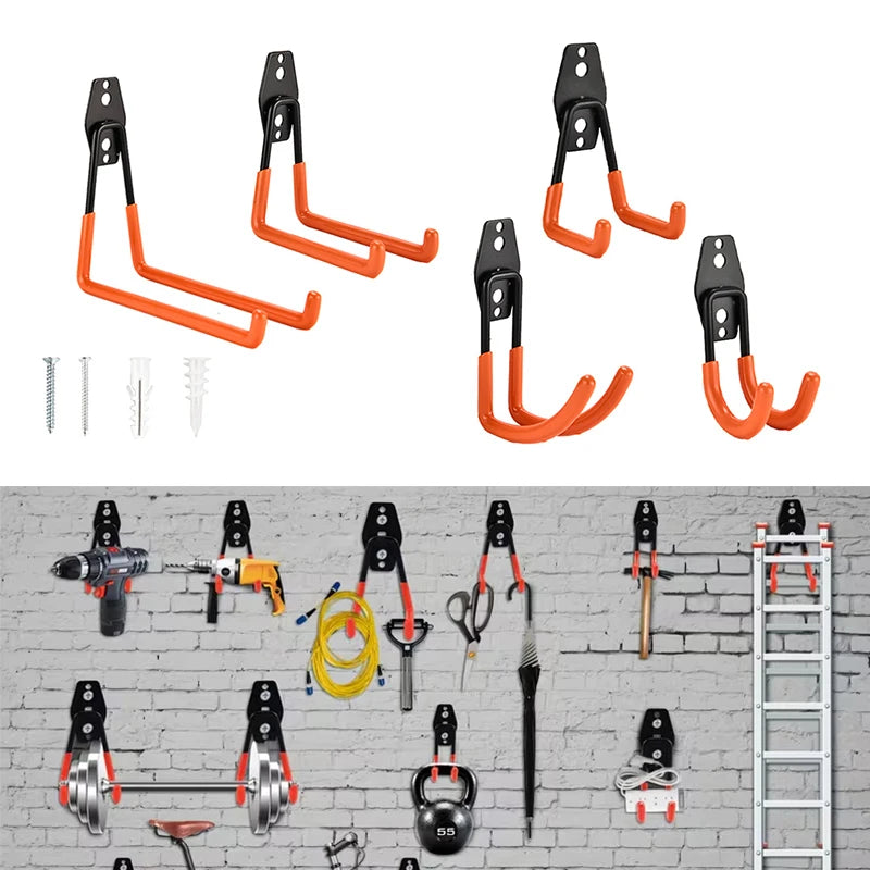 crochet mural moderne orange noir vis œilllets support rangement outils garage vélos
