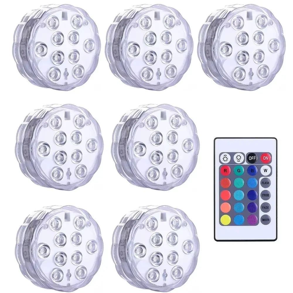 lampe led submersible transparente moderne 12 diodes rgb télécommande ip67 certifiée vde ul rohs